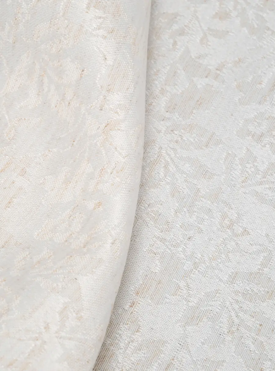 Скатерть, 160х160 см, жаккард, полиэстер/лен, бежевая, Цветы, Vernazza, image-1