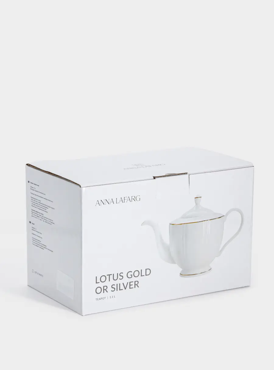 Чайник заварочный, 1,1 л, фарфор F, белый, с серебристым кантом, Lotus silver, image-6