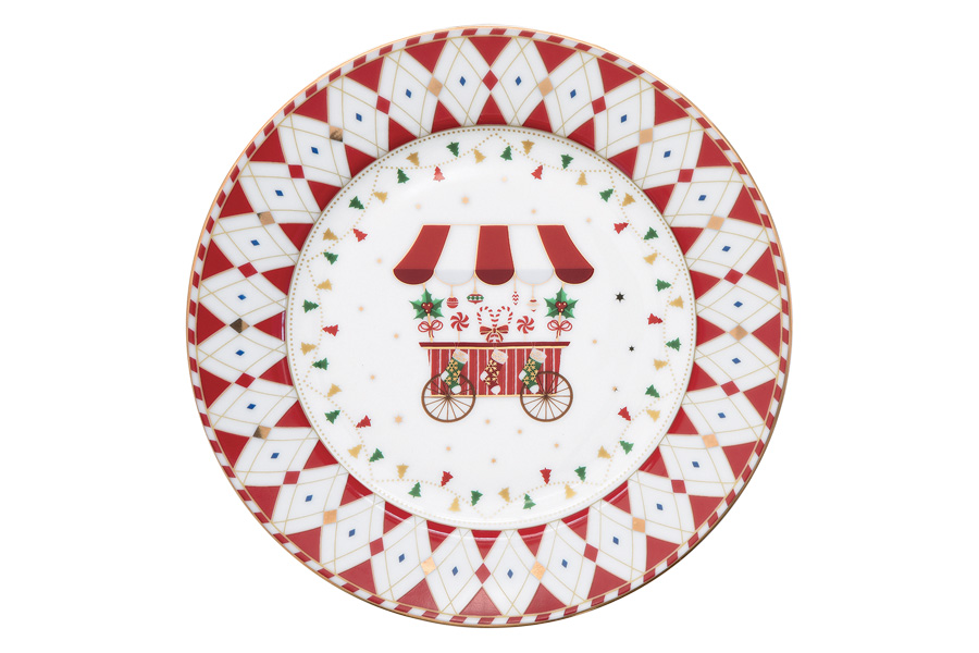Набор десертных тарелок Рождественская карусель, 19 см, 4 шт