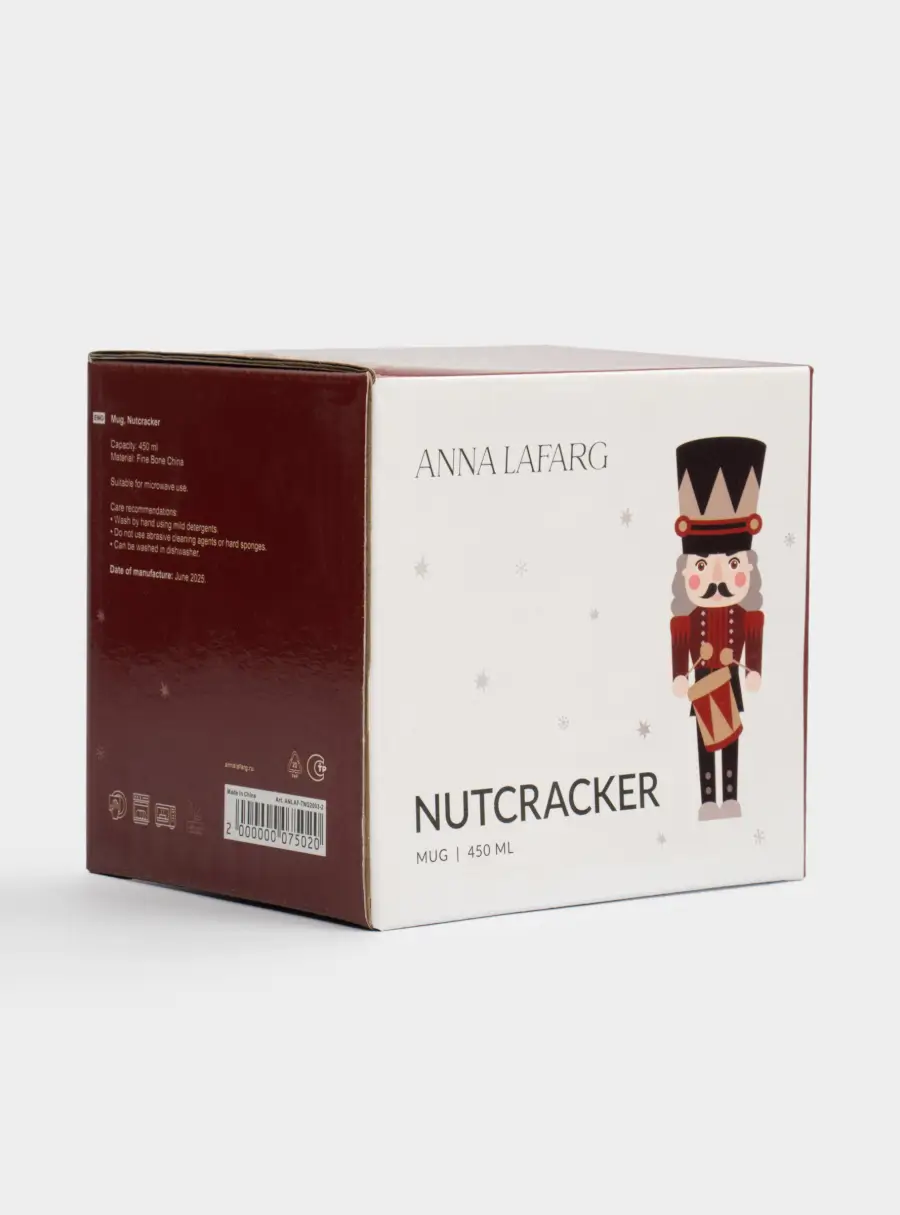 Кружка, 450 мл, фарфор F, бело-красная, Щелкунчик, Nutcracker, image-4