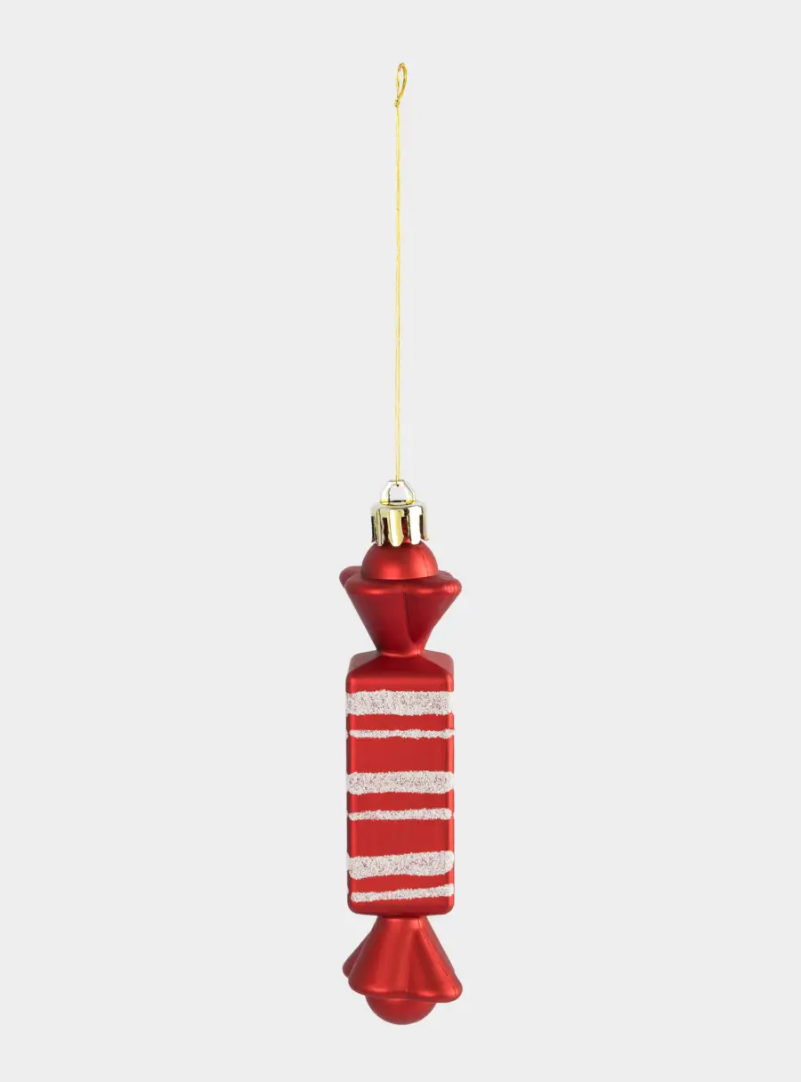 Игрушка елочная, 2 шт, 3х12 см, пластик, красная, Конфеты, New year, image-4