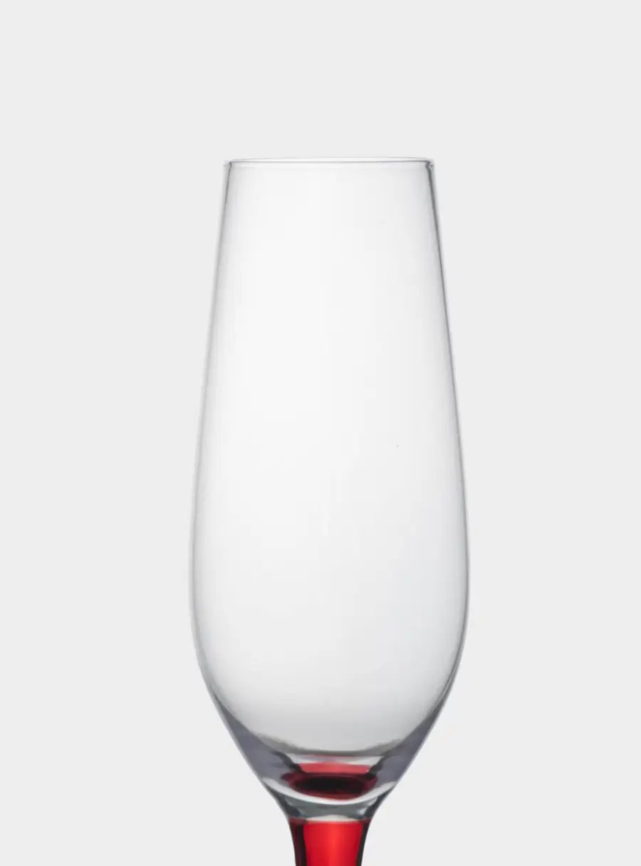 Бокал для шампанского, 220 мл, 2 шт, стекло, красная ножка, Villalago, image-4