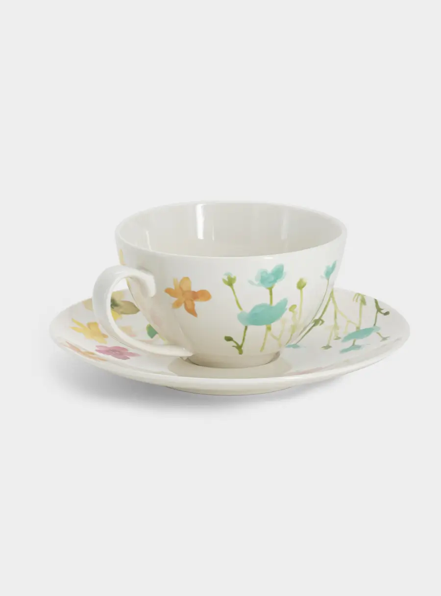 Чашка с блюдцем, 400 мл, Лесные цветы ,image-1