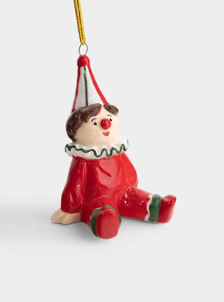Игрушка елочная, 9 см, керамика D, красная, Клоун, Fairytale ,image-2