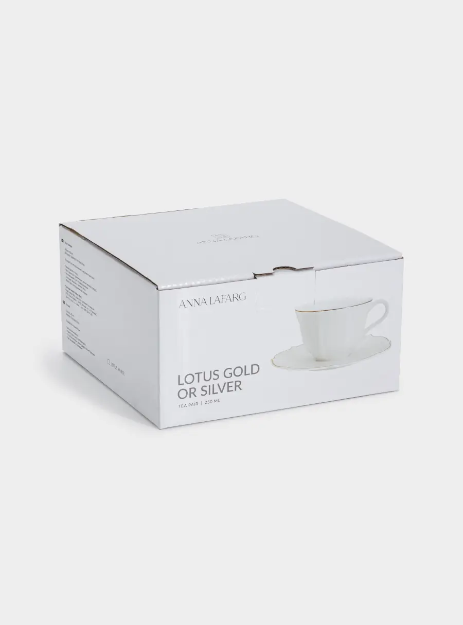 Пара чайная, 1 перс, 2 пр, 250 мл, фарфор F, белая, с серебристым кантом, Lotus silver, image-5