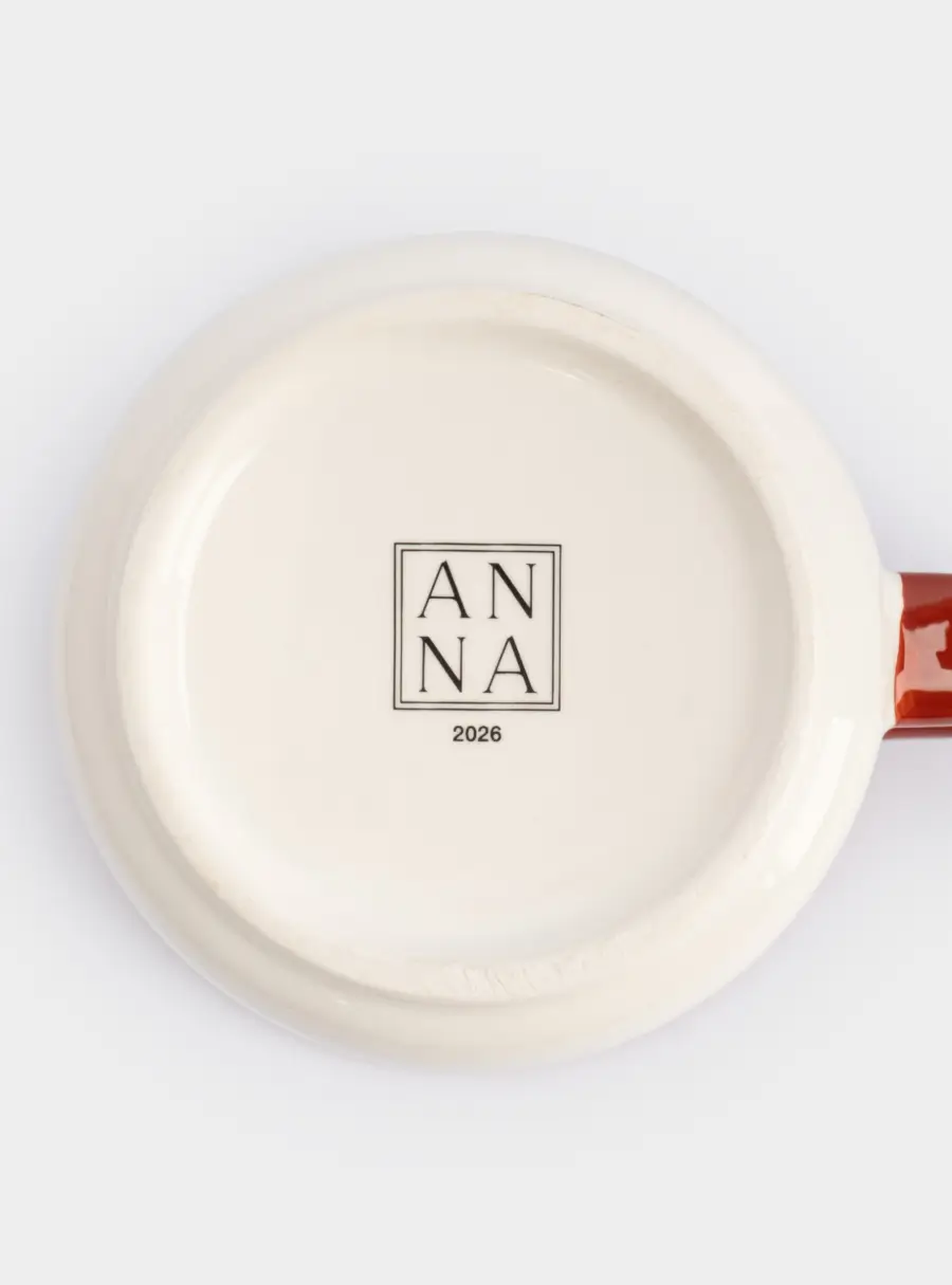 Кружка, 470 мл, с ложкой, керамика/сталь, красная, Елка/Лошадка-качалка, Bright horse, image-6