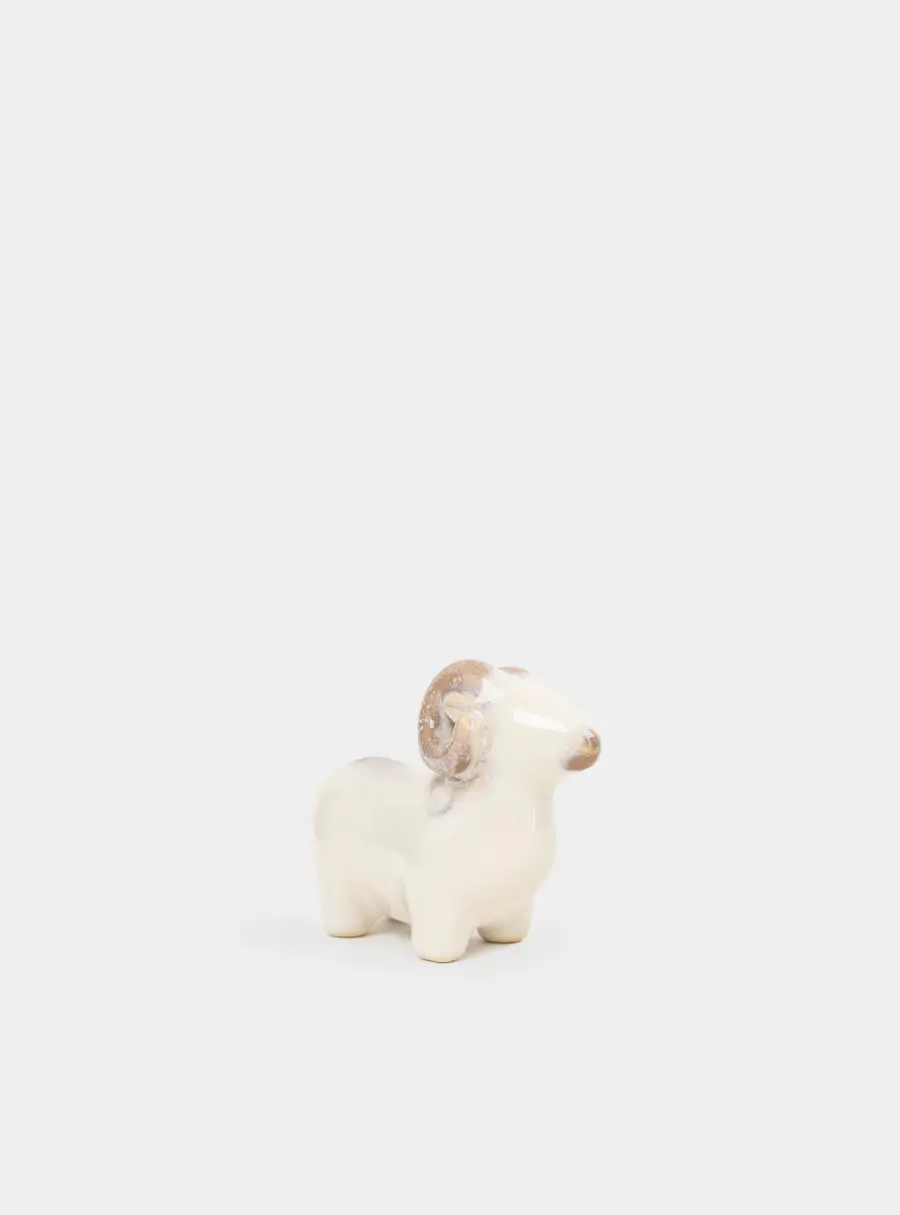 Статуэтка, 7 см, фарфор P, молочно-коричневая, Баран, Sheep ,image-1