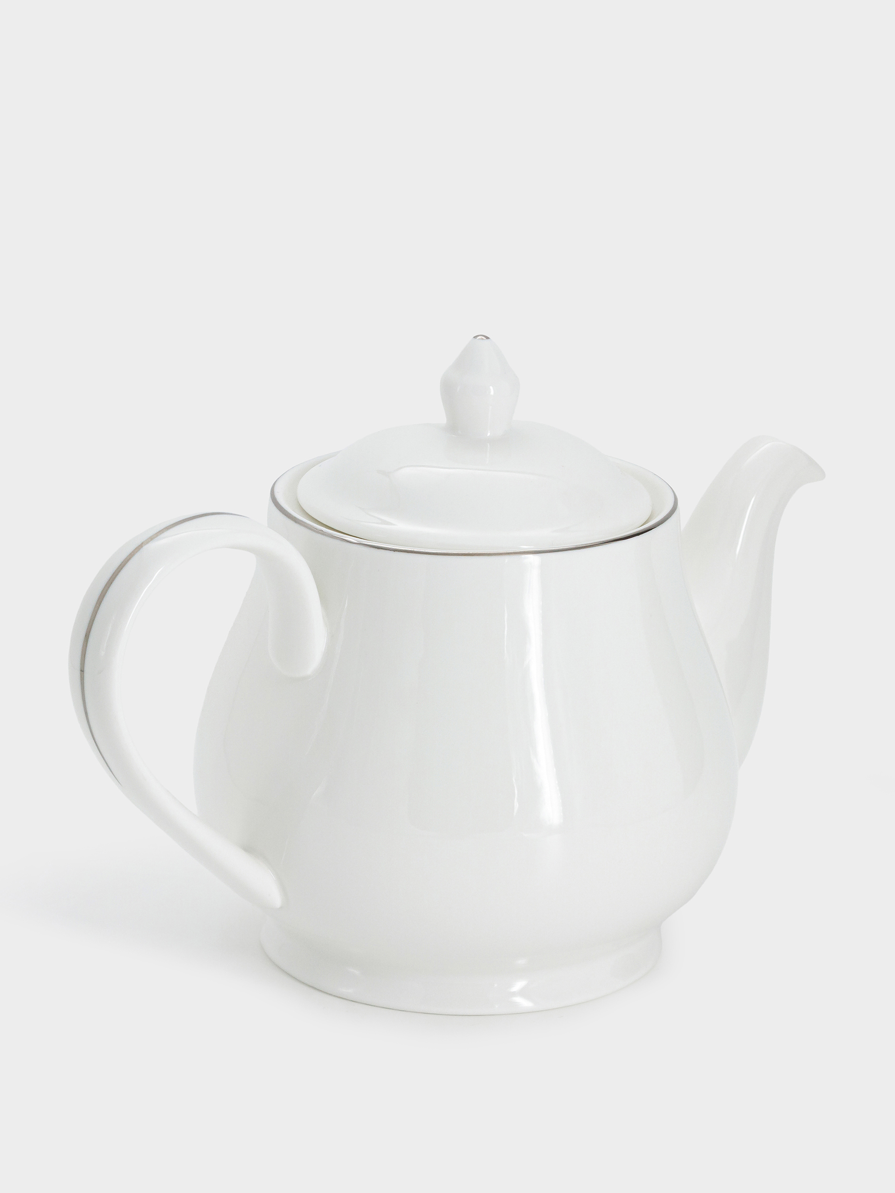 Чайник заварочный, 1 л, фарфор P, белый, с серебристым кантом, White Platinum, image-3