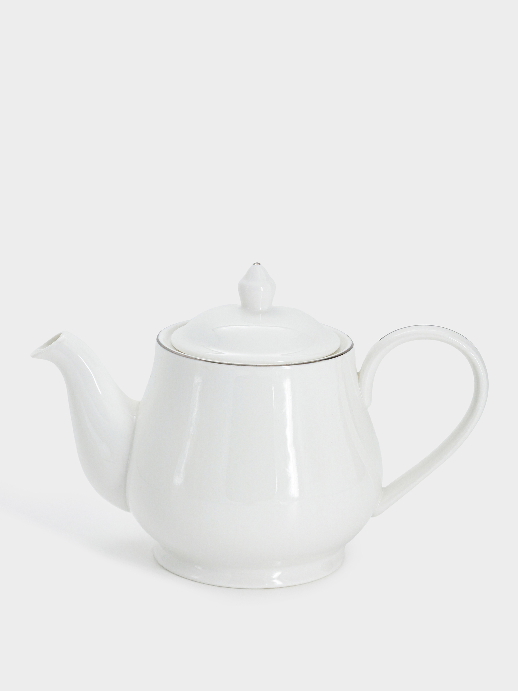 Чайник заварочный, 1 л, фарфор P, белый, с серебристым кантом, White Platinum, image-0