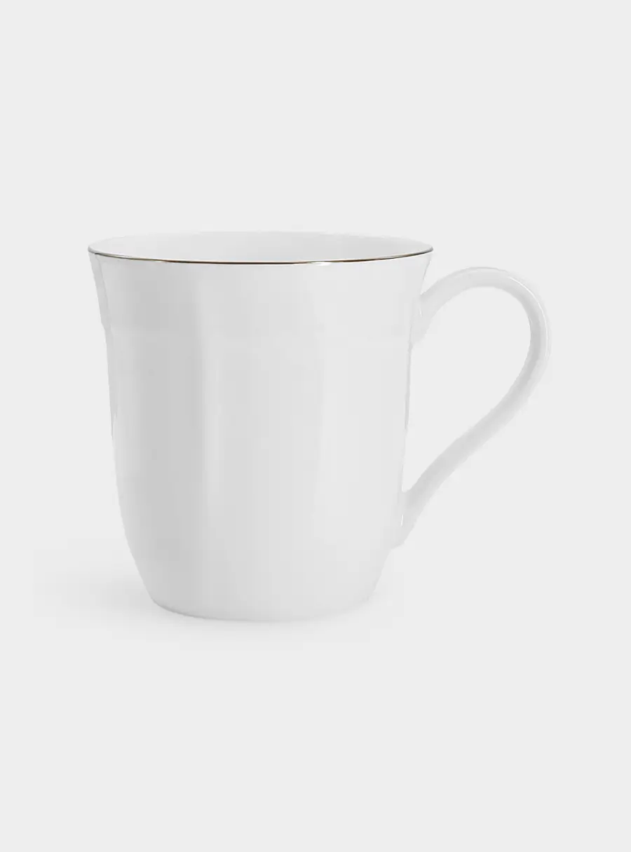 Кружка, 400 мл, фарфор F, белая, с серебристым кантом, Lotus silver, image-0