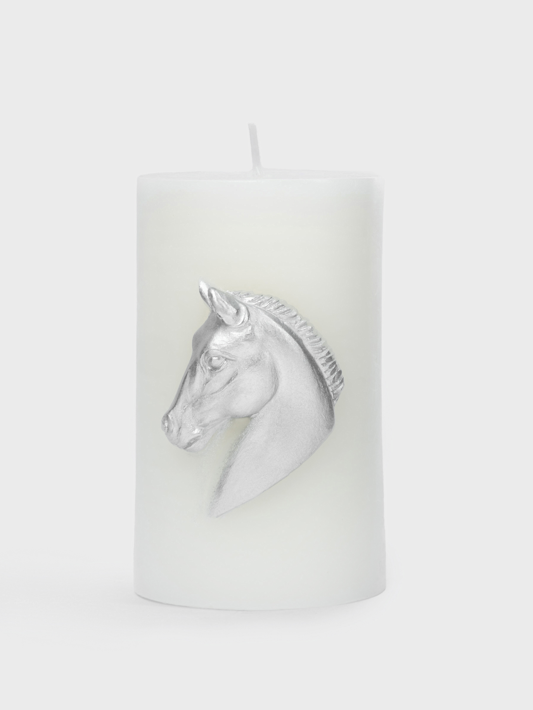 Свеча, 10 см, цилиндрическая, серебристая, Лошадь, Horse, image-1