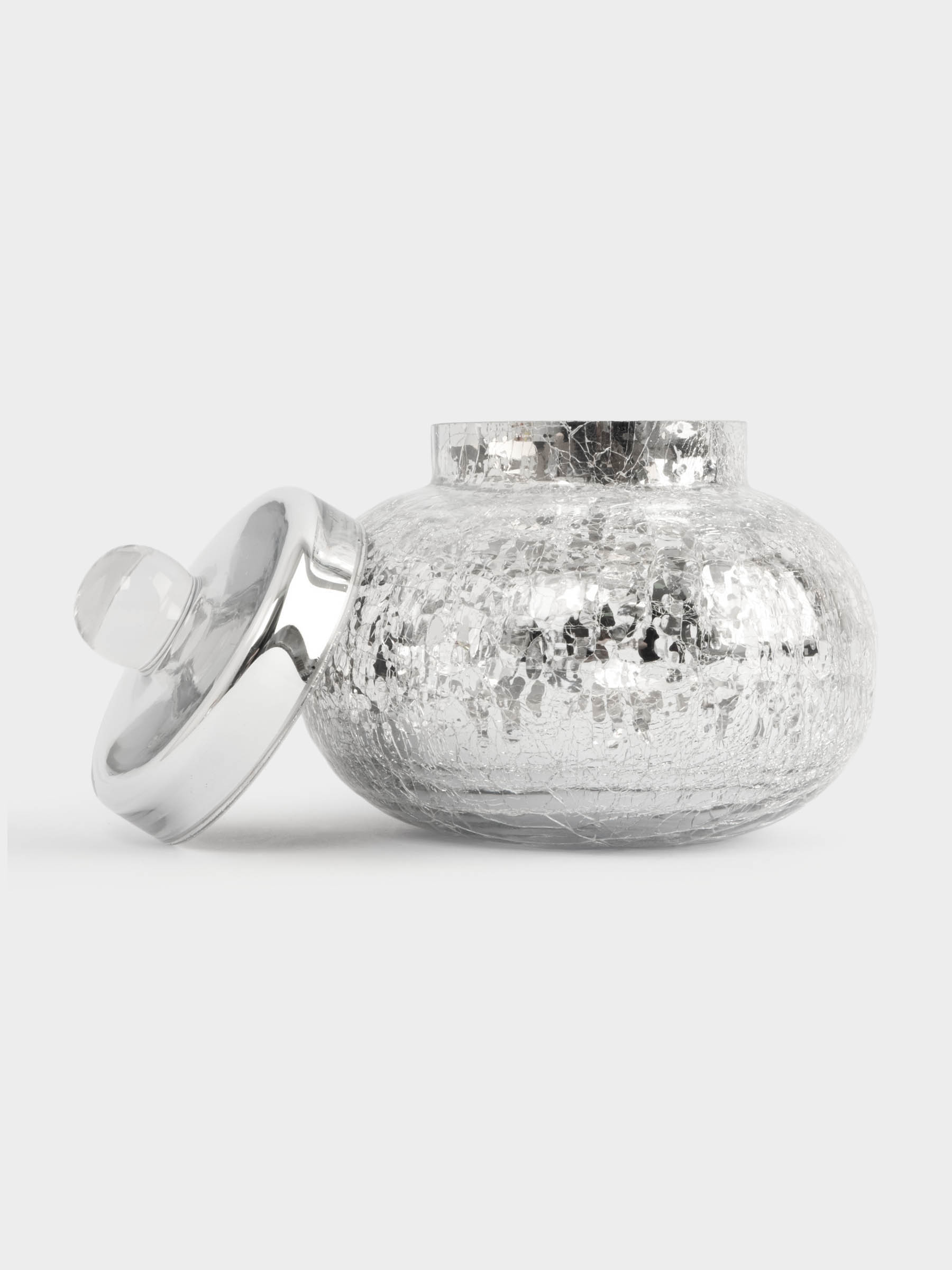 Конфетница, 16х15 см, с крышкой, стекло, серебристая, Кракелюр, Craquelure, image-3