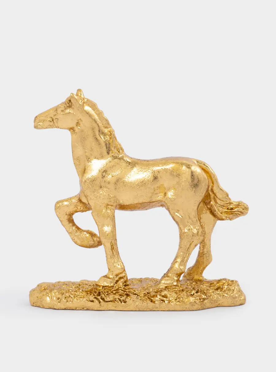 Статуэтка, 9 см, полирезин, золотистая, Лошадь, Horse ,image-0