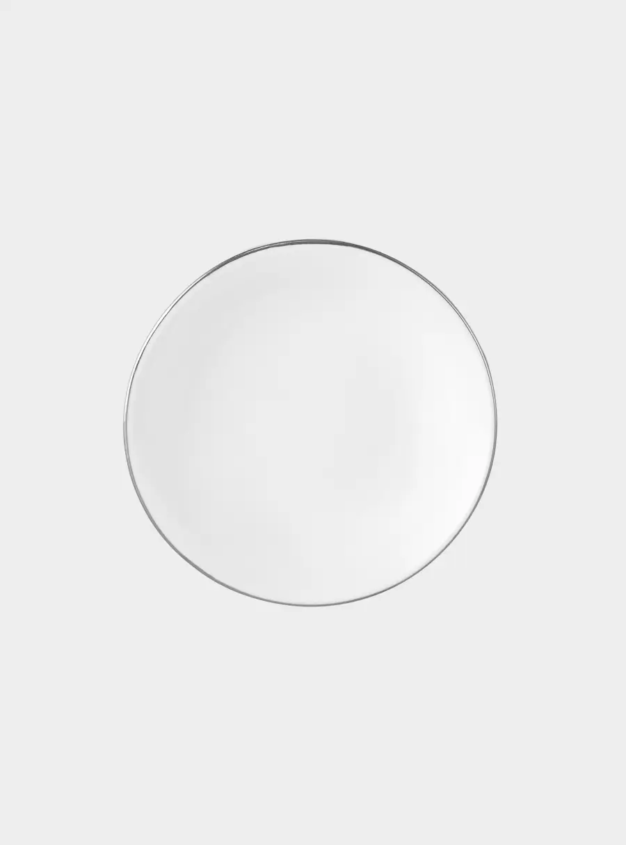 Пиала для соуса, 9,5х2 см, фарфор P, белая, с серебристым кантом, White Platinum, image-1