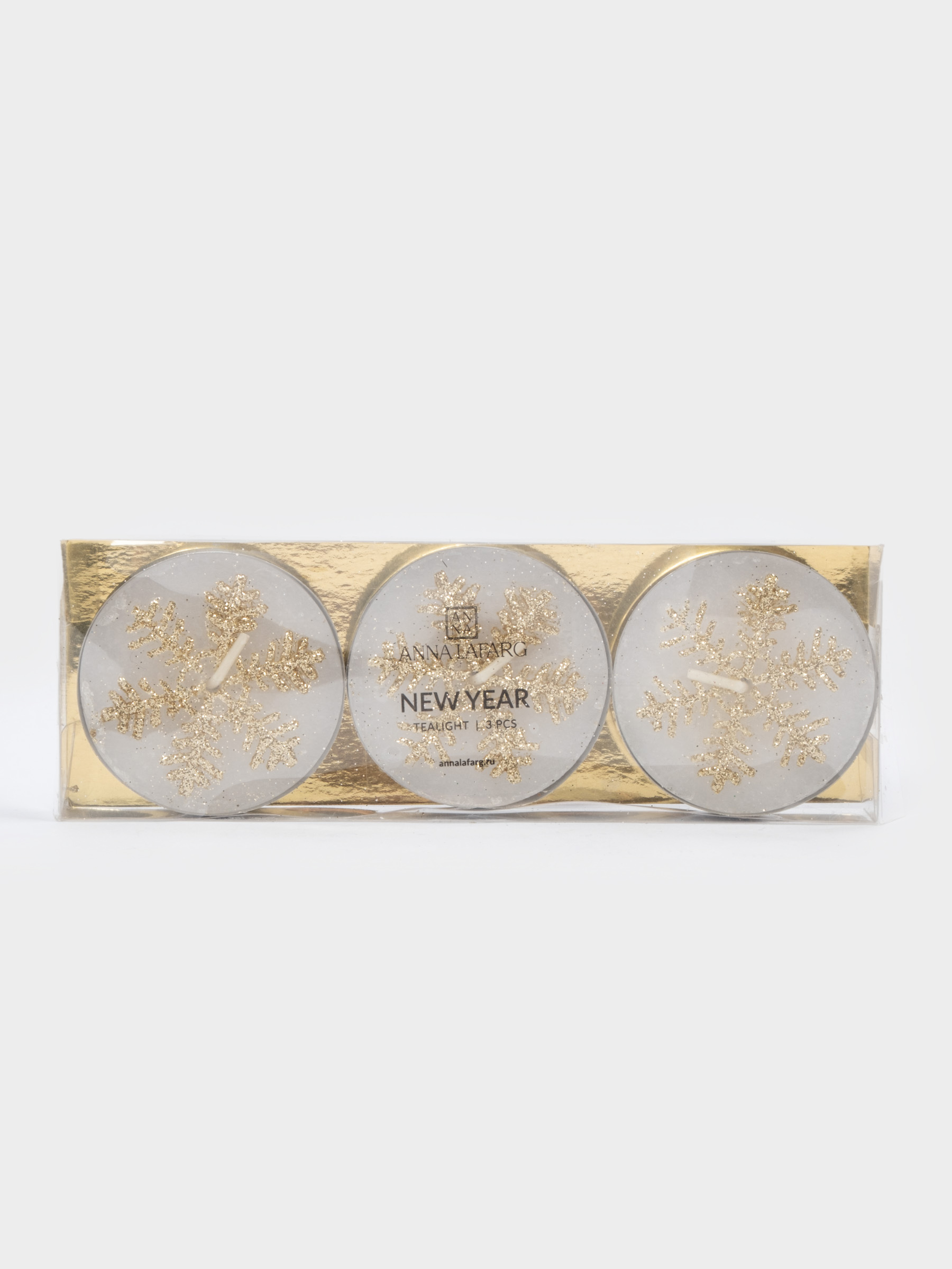 Свеча чайная, 5 см, 3 шт, золотистая, Снежинка, New year, image-5