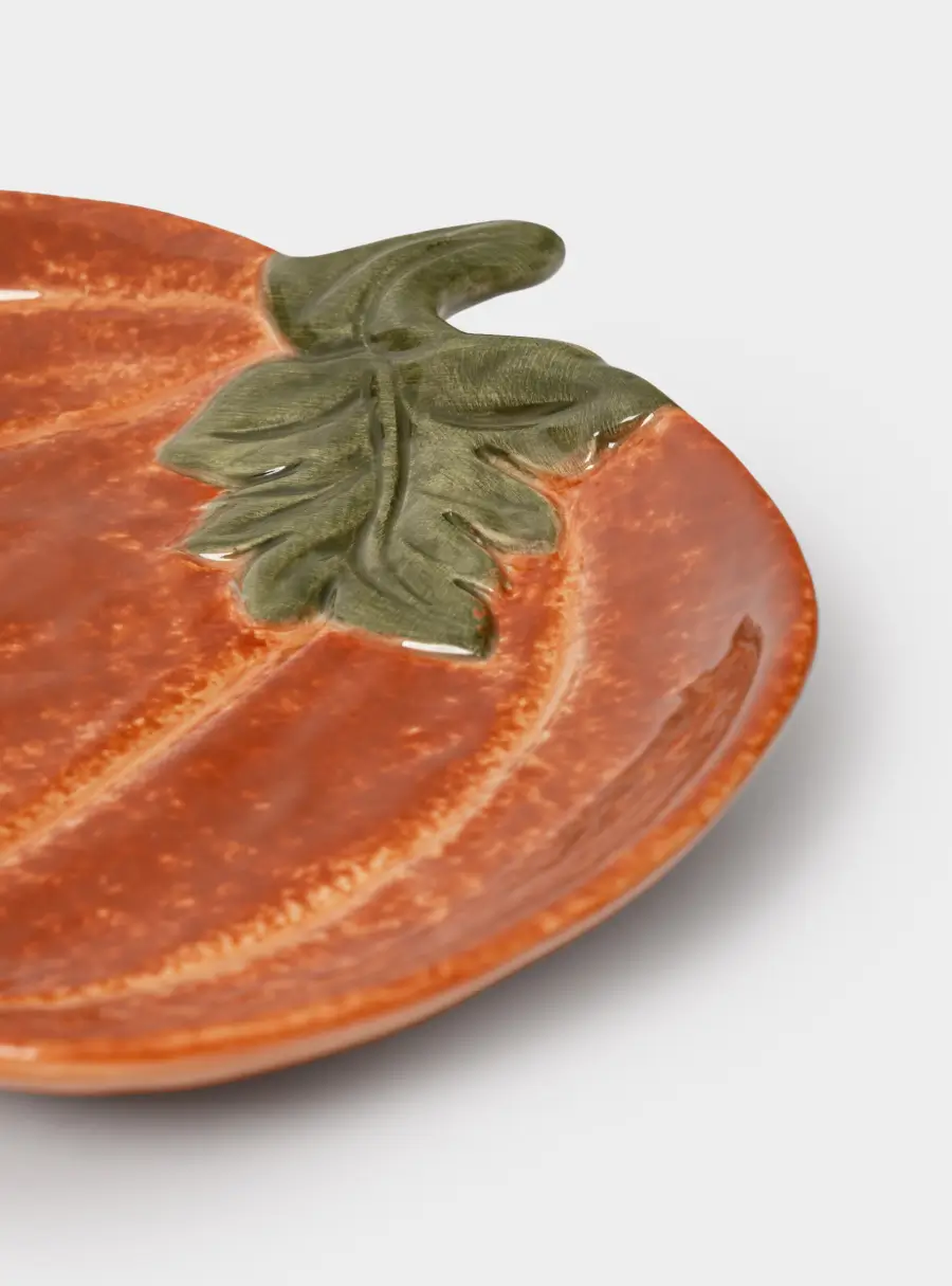 Блюдо, 23х19 см, керамика D, оранжево-зеленое, Тыква с листом, Bright pumpkin ,image-3