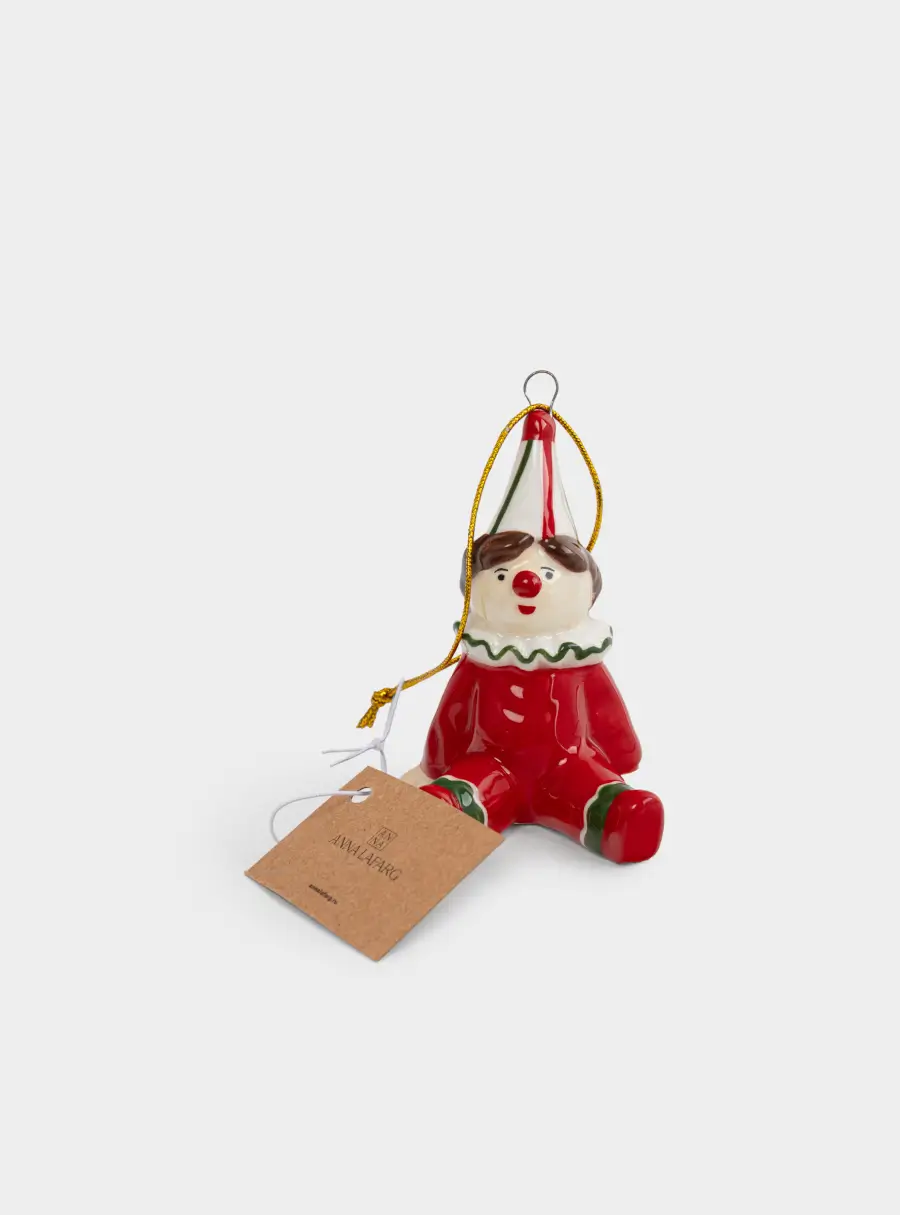 Игрушка елочная, 9 см, керамика D, красная, Клоун, Fairytale, image-5
