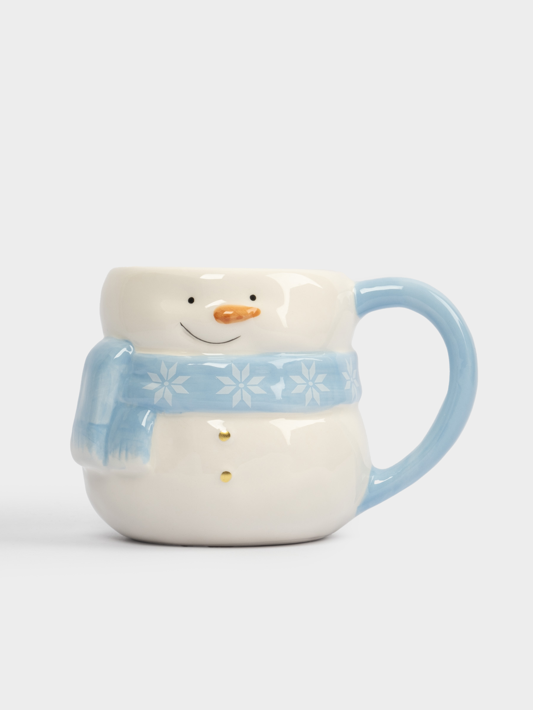 Кружка, 450 мл, керамика, бело-голубая, Снеговик в шарфе, Snowman, image-4