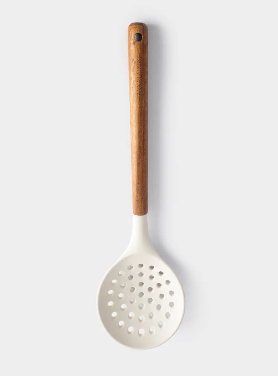Шумовка, 33 см, силикон/дерево, молочный, Wenge ,image-0