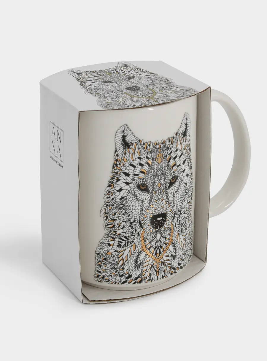 Кружка, 500 мл, фарфор N, белая, Волк, Wild ,image-4