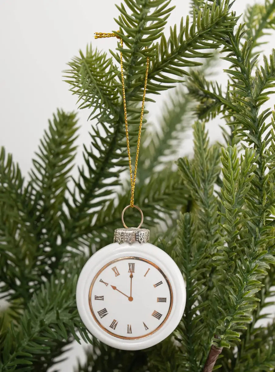 Игрушка елочная, 6 см, фарфор P, молочно-золотистая, Часы, New Year, image-4