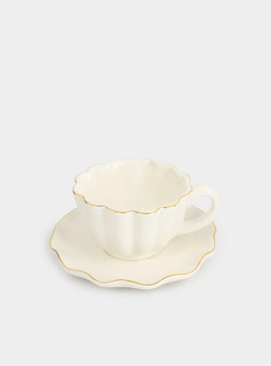Пара чайная, 1 перс, 2 пр, 370 мл, керамика, с золотистым кантом, Волнистый край, Blossom, image-3