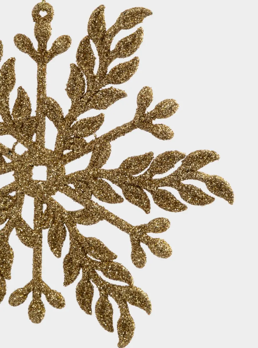 Игрушка елочная, 15 см, пластик, шампань, Снежинка, New year, image-1