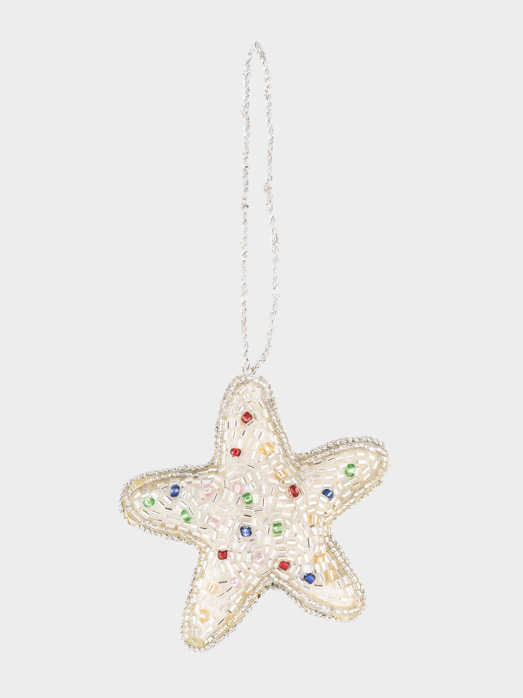 Игрушка елочная, 10 см, бисер/полифилл, серебристая, Звезда, New year, image-1