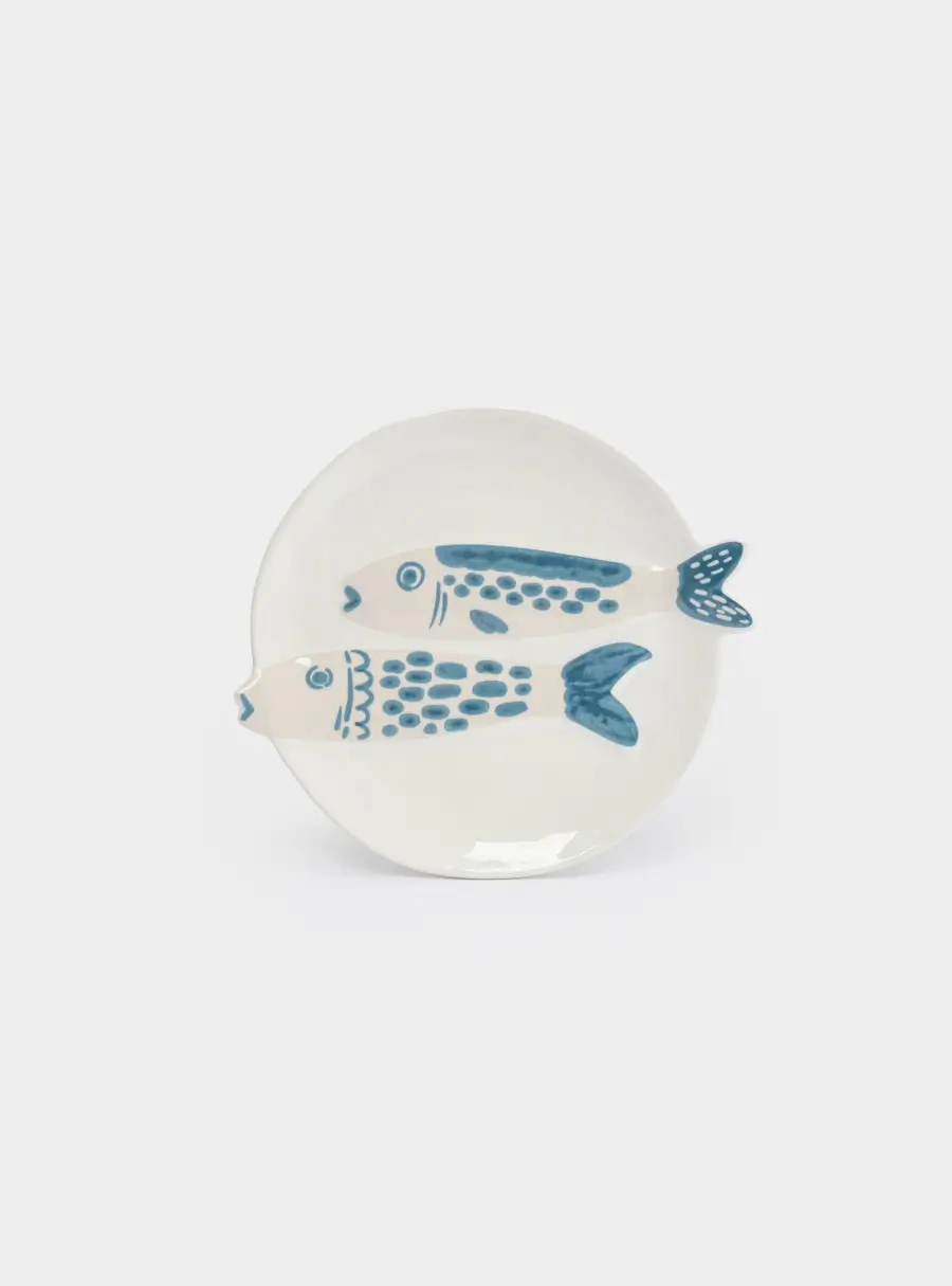 Блюдо, 26х23 см, керамика, молочно-голубое, Рыбки, Sea world ,image-0