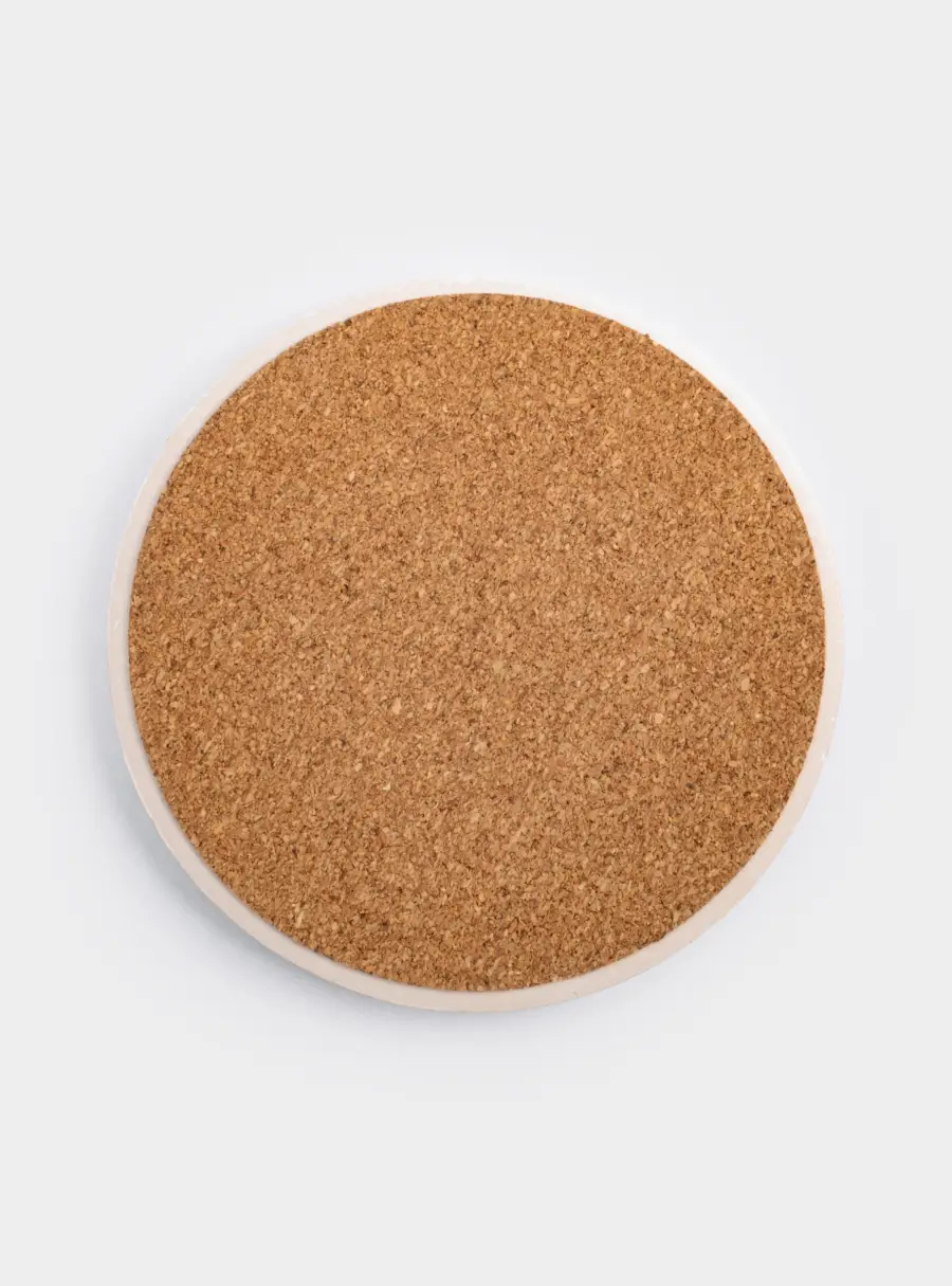 Подставка под кружку, 11 см, круглая, керамика/пробка, белая, Осенние цветы, Florance ,image-2