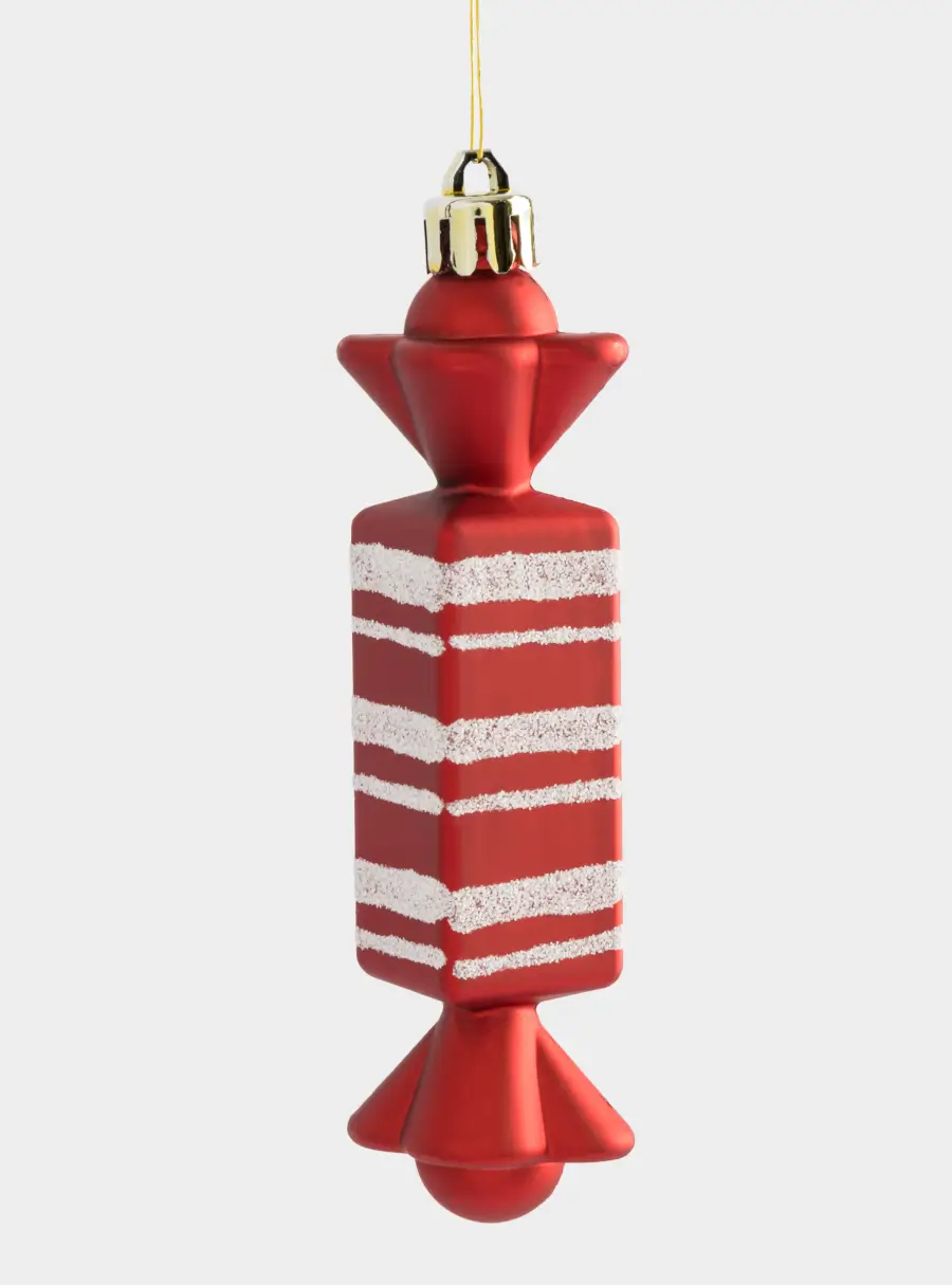 Игрушка елочная, 2 шт, 3х12 см, пластик, красная, Конфеты, New year, image-5