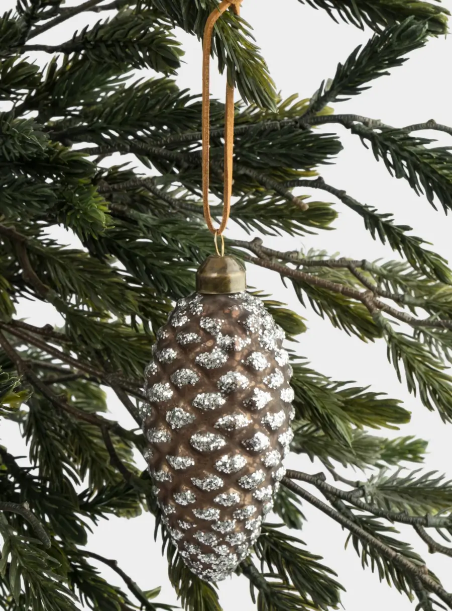 Игрушка елочная, 9 см, стекло, коричневая, Шишка, New year, image-2