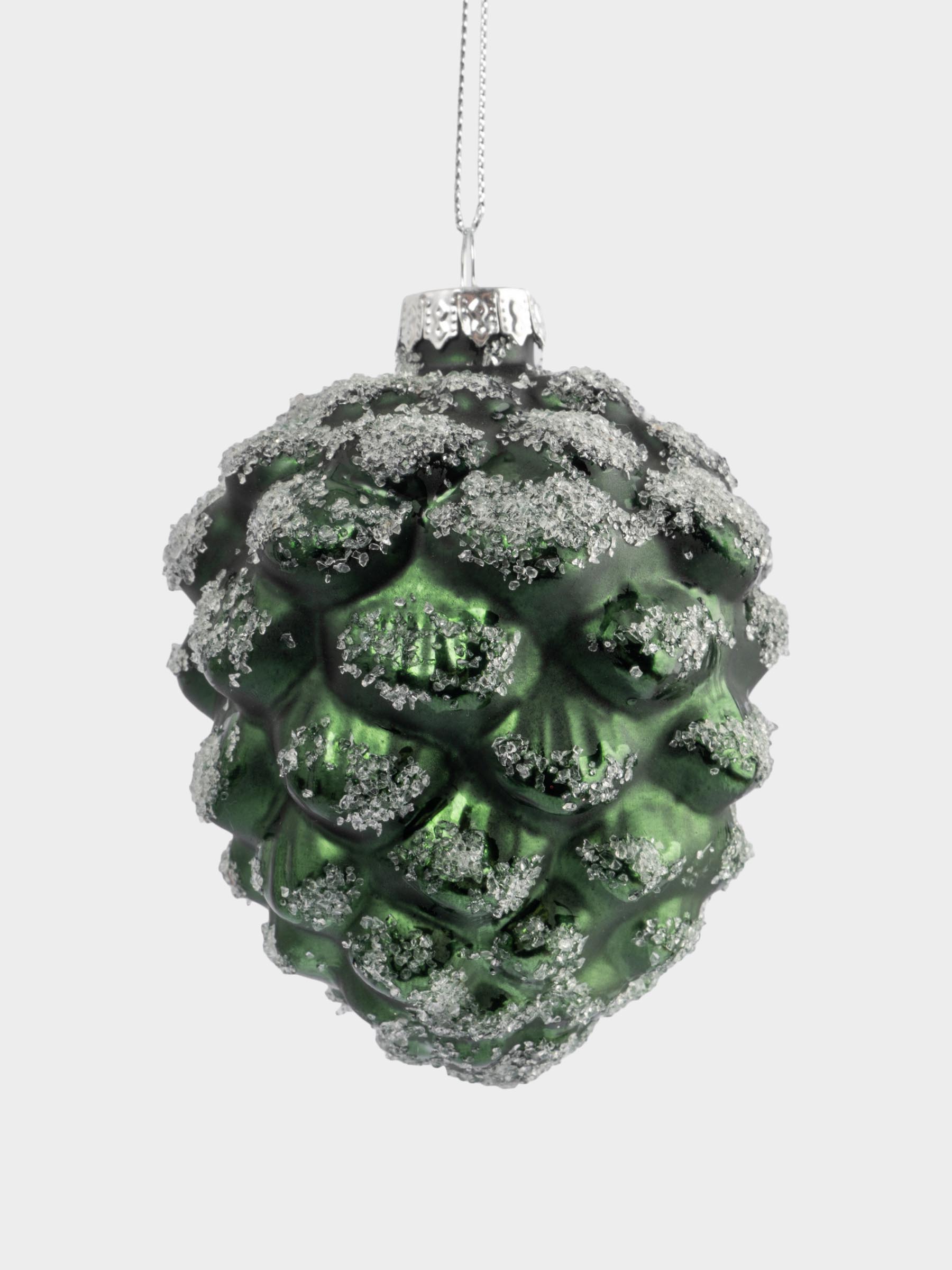 Игрушка елочная, 10 см, стекло, зеленая, Шишка, New year, image-2