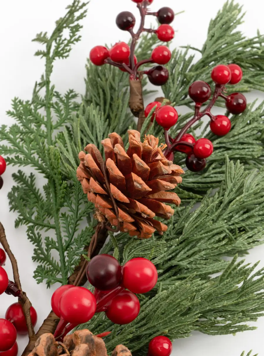 Ветка декоративная, 73 см, пластик/пенопласт, Шишки и красные ягоды, Interior natural ,image-3