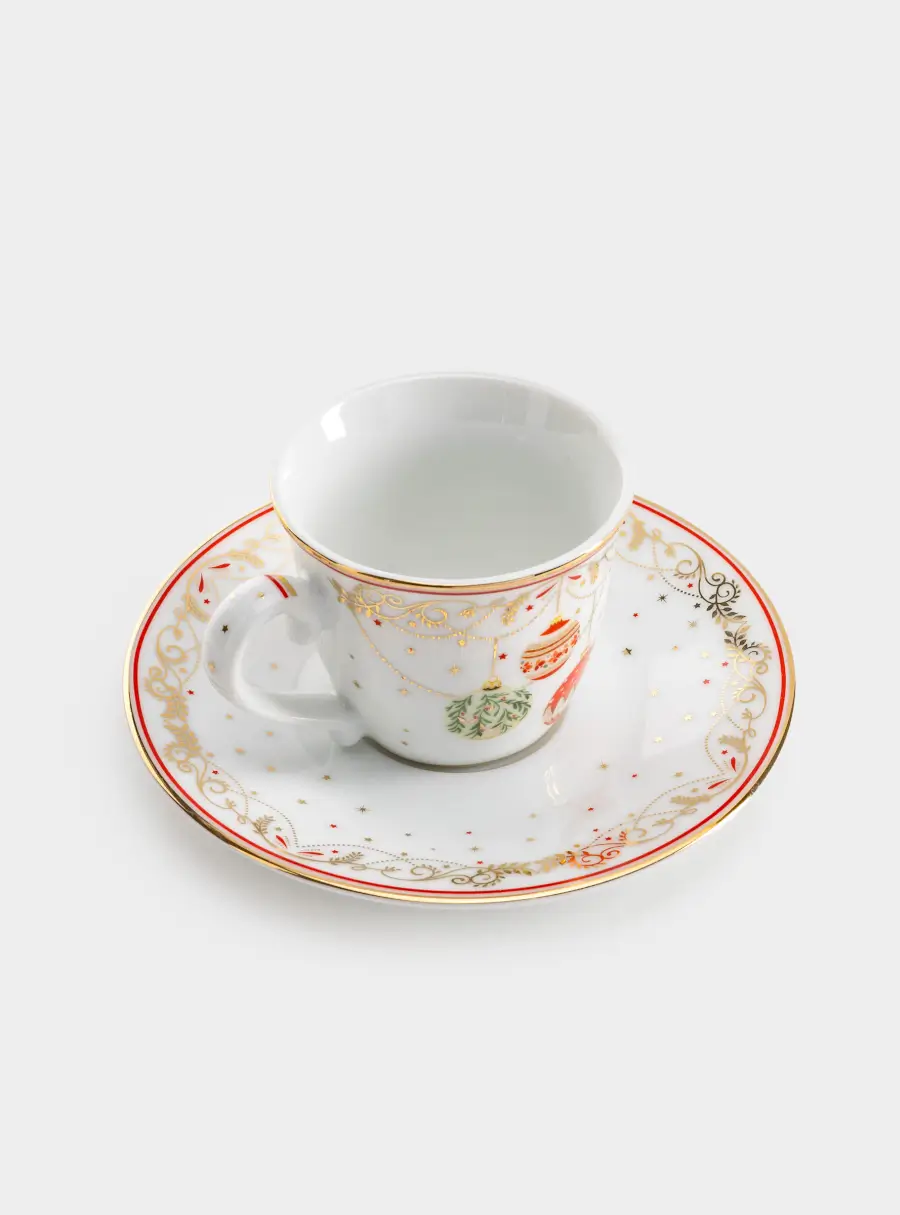 Пара кофейная, 2 перс, 4 пр, 80 мл, фарфор P, белая, Новогодние шары, Christmas Eve, image-1