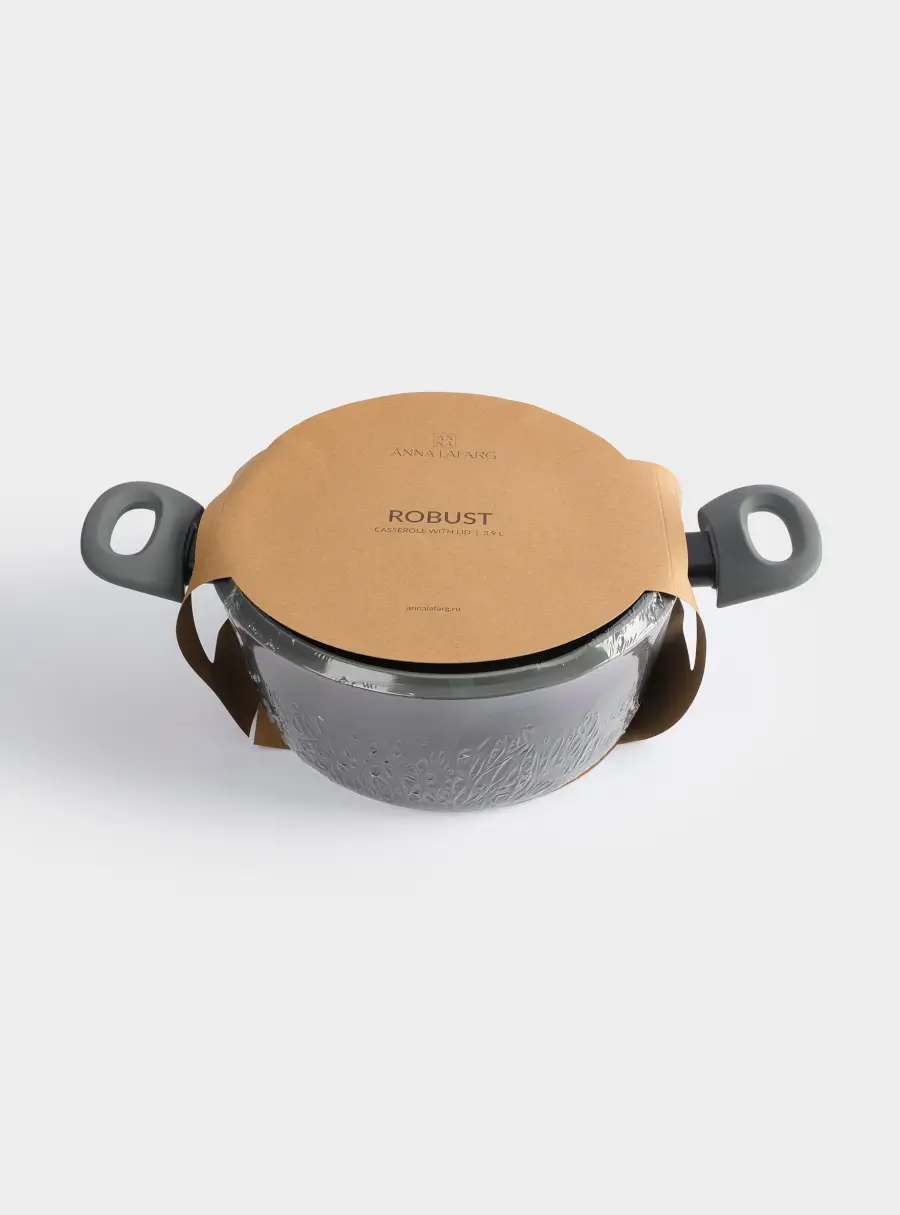 Кастрюля, 24 см, 3,9 л, с крышкой, с покрытием, алюминий, серо-черная, Robust, image-6