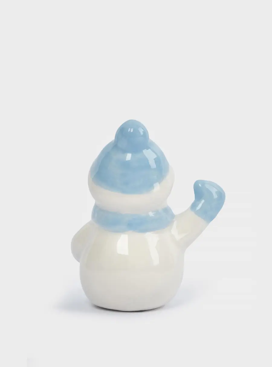Статуэтка, 6 см, керамика, бело-голубая, Снеговик в шапке и шарфе, Snowman ,image-3
