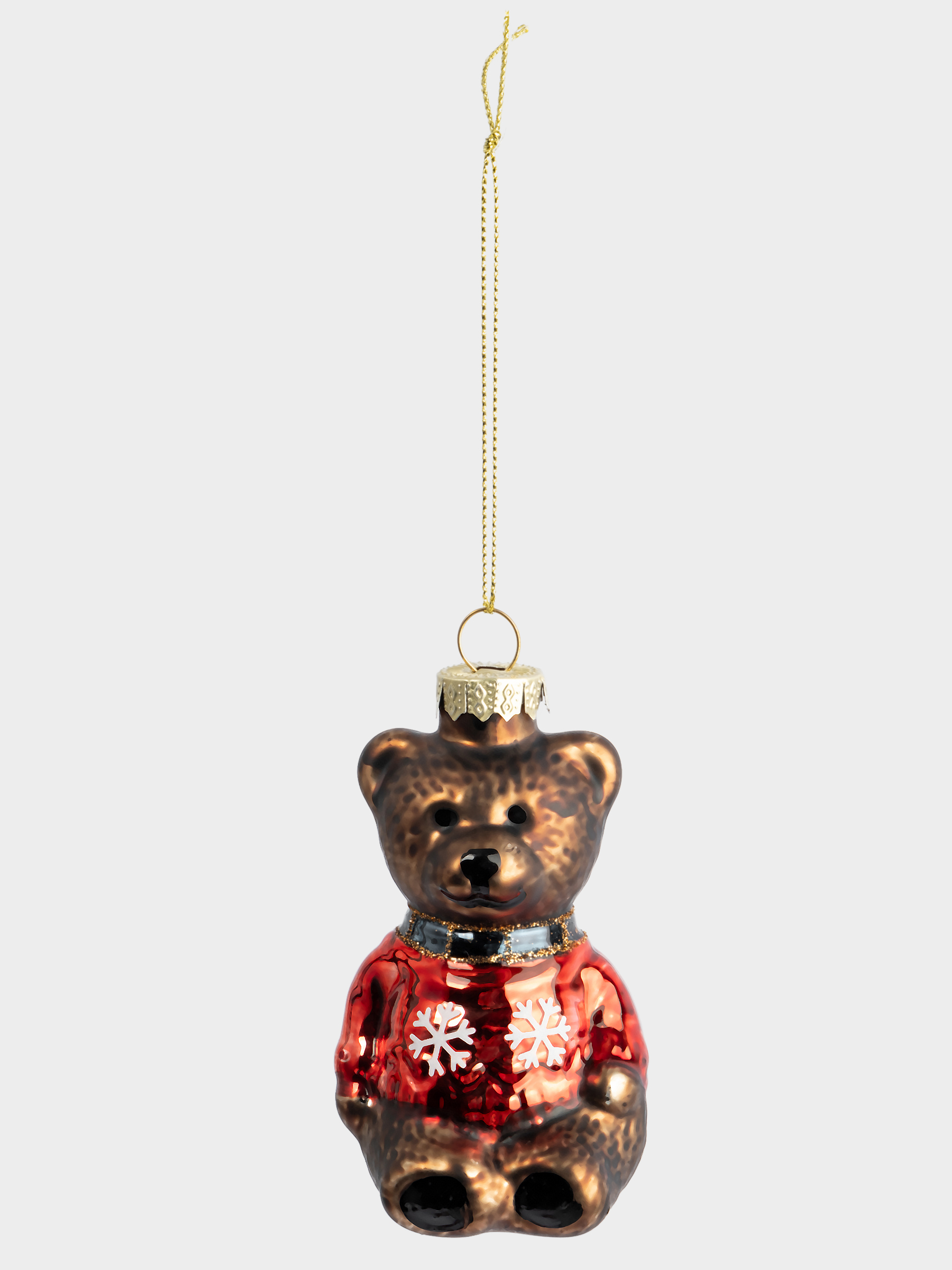 Игрушка елочная, 5х10 см, стекло, коричневая, Мишка в свитере, New year, image-2