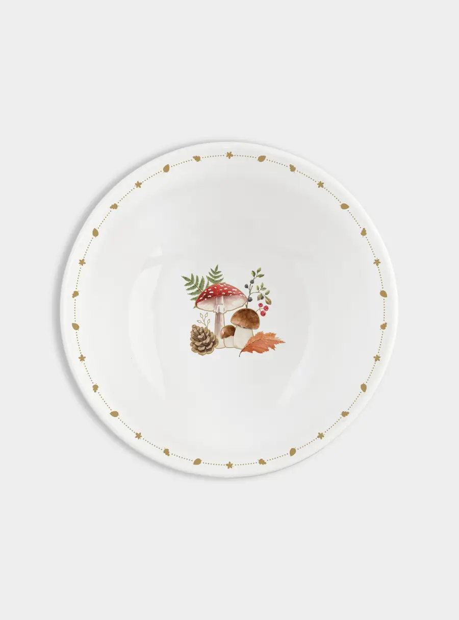 Пиала, 12х6 см, 300 мл, фарфор P, белая, Грибы и листья, Autumn Breeze ,image-1