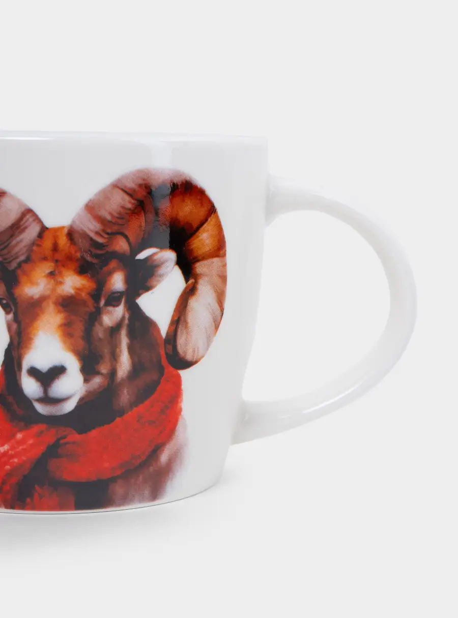 Кружка, 490 мл, фарфор N, белая, Баран в шарфе, Sheep ,image-1