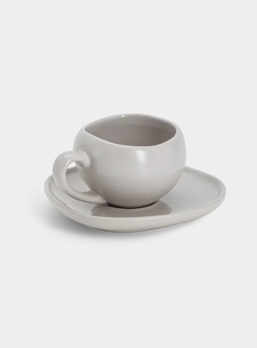 Чашка с блюдцем, 90 мл, серая, Organica ,image-1
