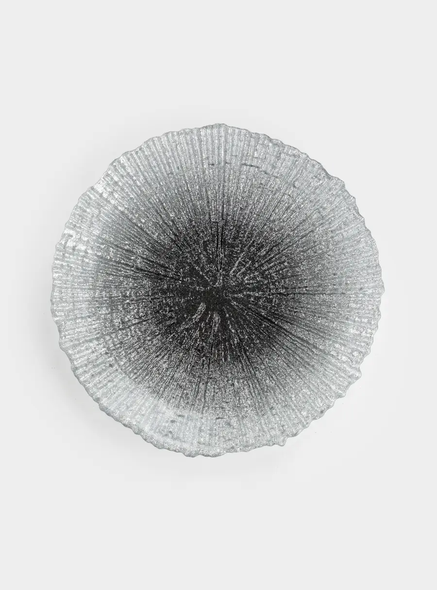 Тарелка закусочная, 21 см, стекло, серебристо-серая, Avila