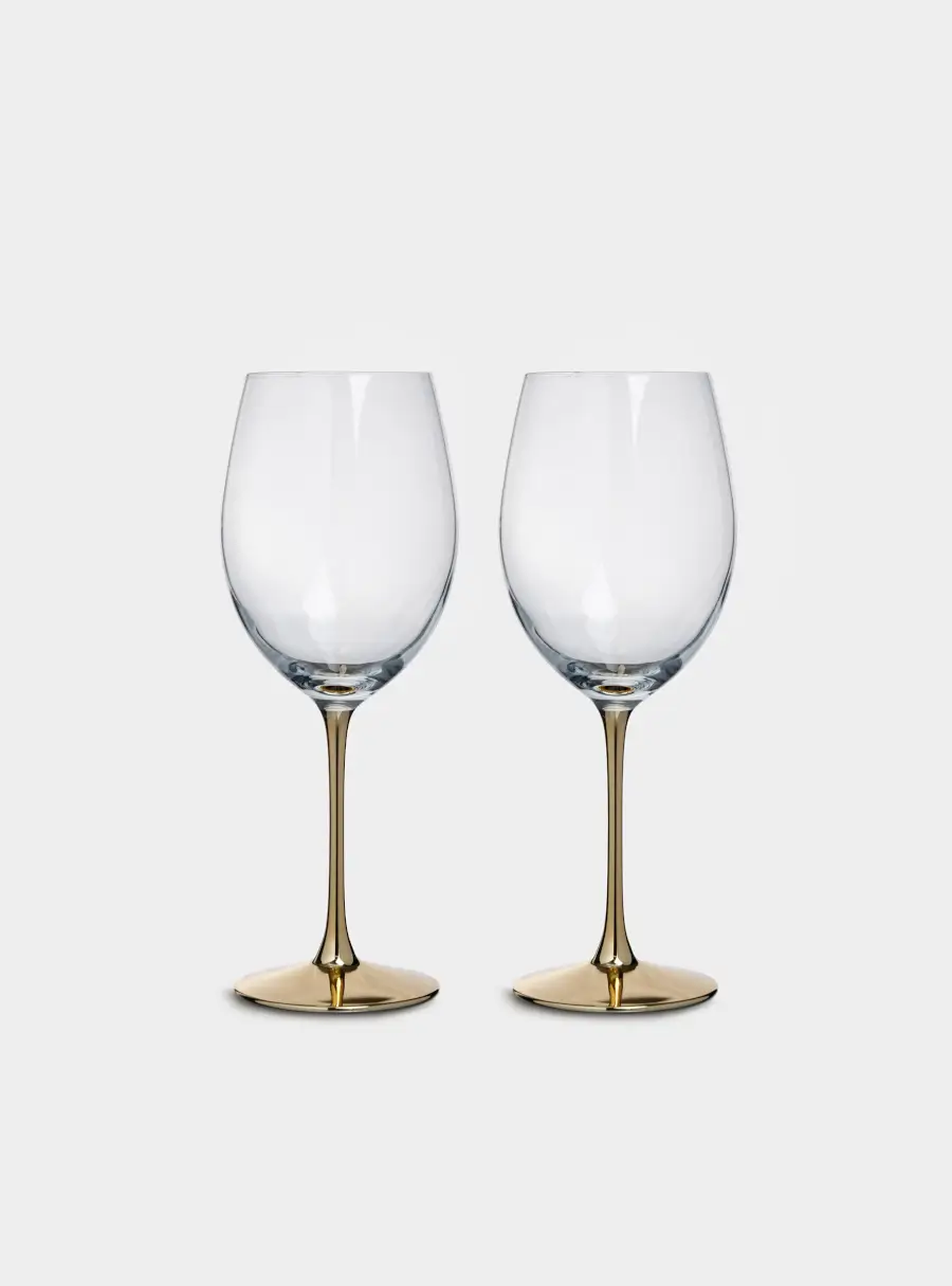 Бокал для красного вина, 540 мл, 2 шт, стекло, золотистая ножка, Ravello