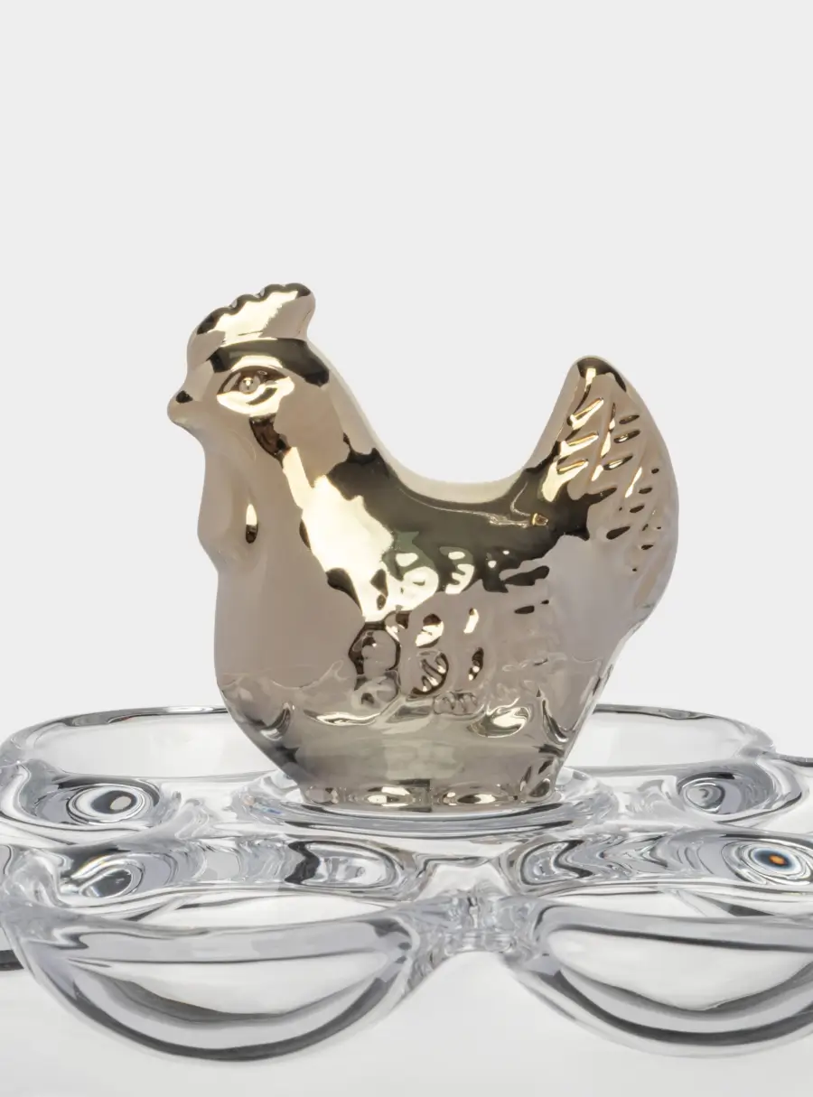 Блюдо пасхальное, 15 см, 6 отд, стекло, золотистое, Курица, Golden Easter, image-4