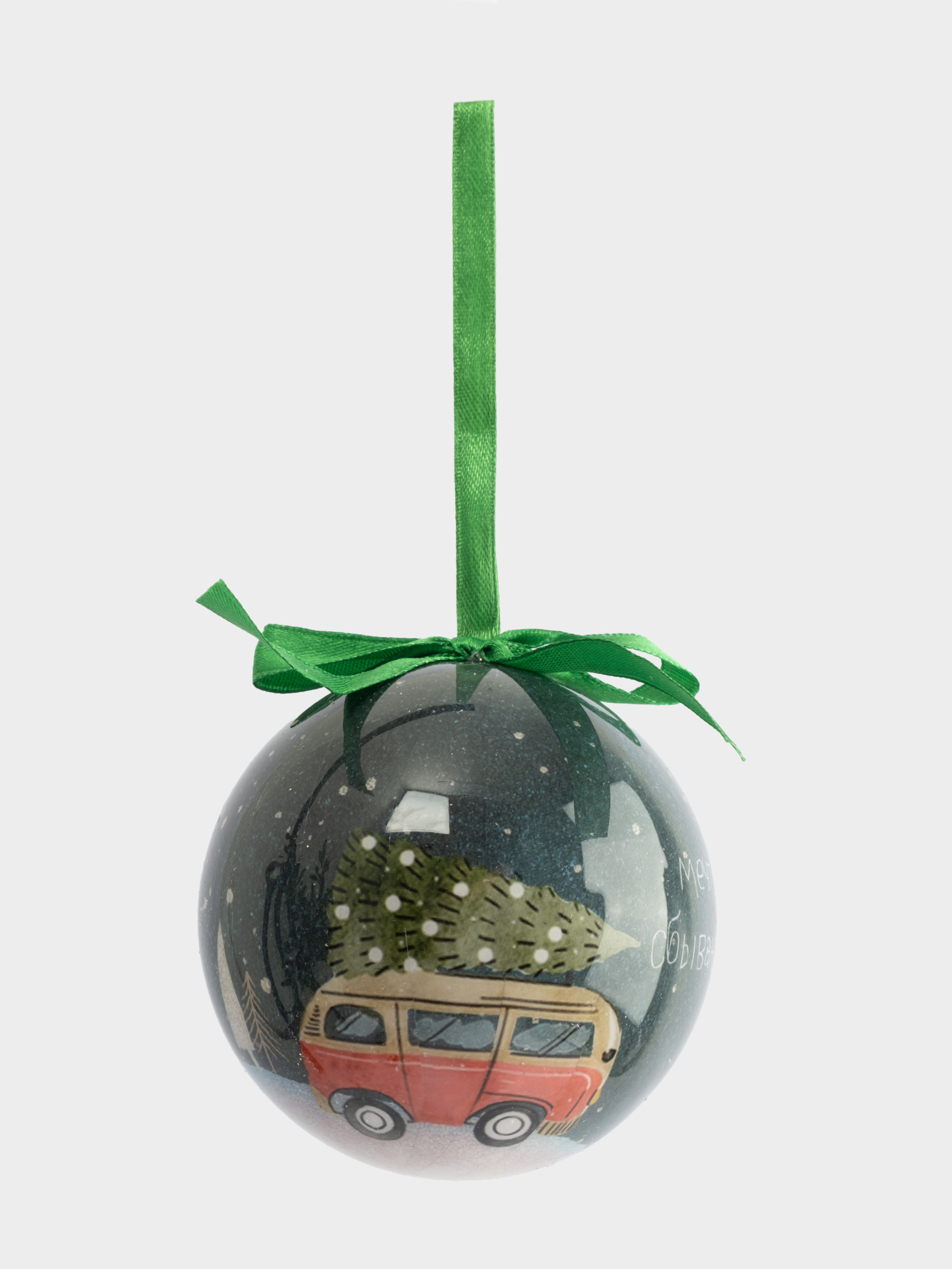 Игрушка елочная, 7 см, пенопласт, шар, Машинка, New year, image-1