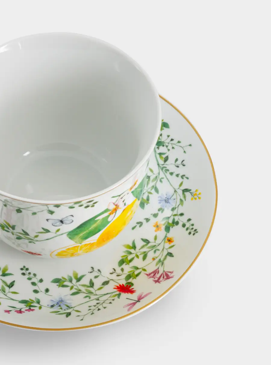Чашка с блюдцем, 370 мл, Цветы и лимоны ,image-3