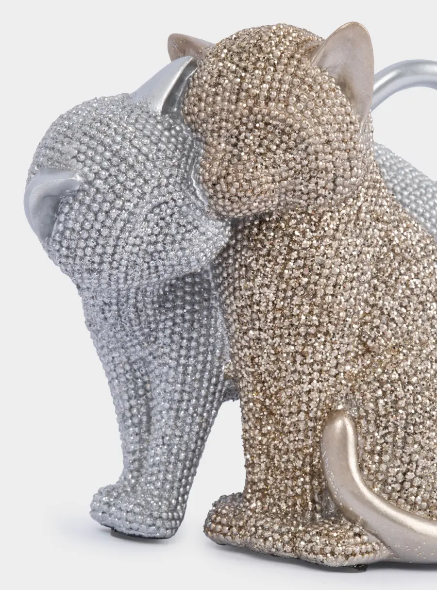 Статуэтка, 16 см, полирезин, золотистая-серебристая, Влюбленные коты, Amulet, image-4