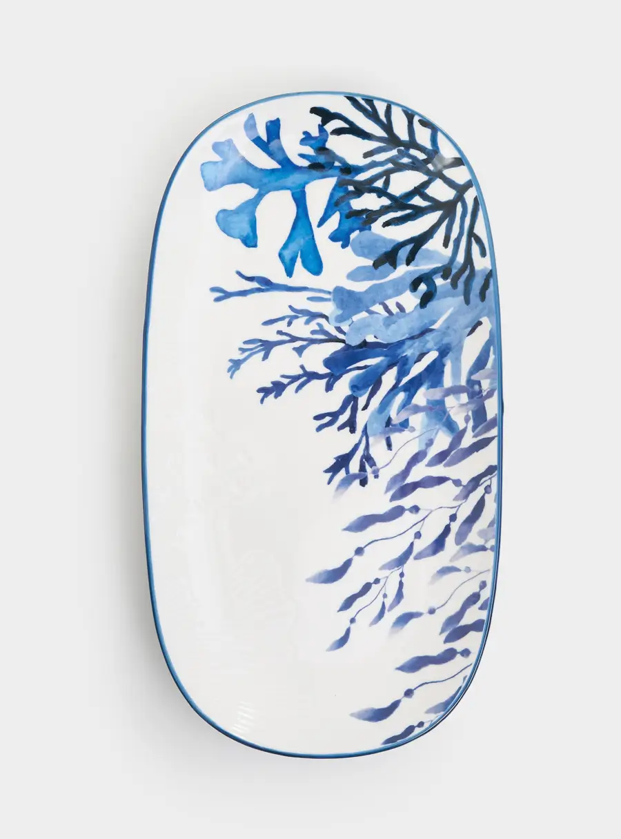 Набор, 2 пр, блюдо/салатник, керамика К, белое/синий, Синие кораллы, Blue Coral, image-4