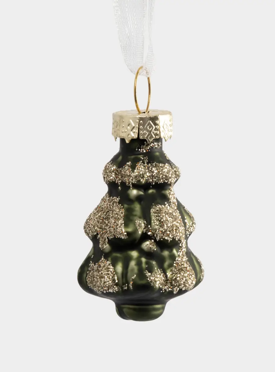 Набор елочных игрушек, 4 см, 4 шт, стекло, с блестками, Мишка/Домик/Лошадка/Елка, New year, image-3