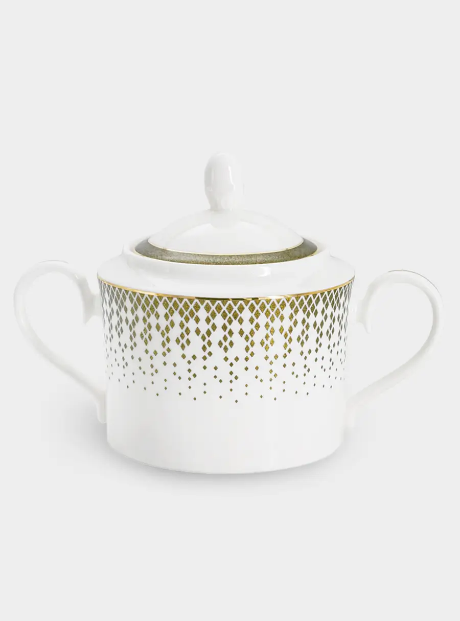 Сервиз чайный, 12 перс, 40 пр, фарфор F, бело-зеленый, с золотистым кантом, матовый, Virtus ,image-3